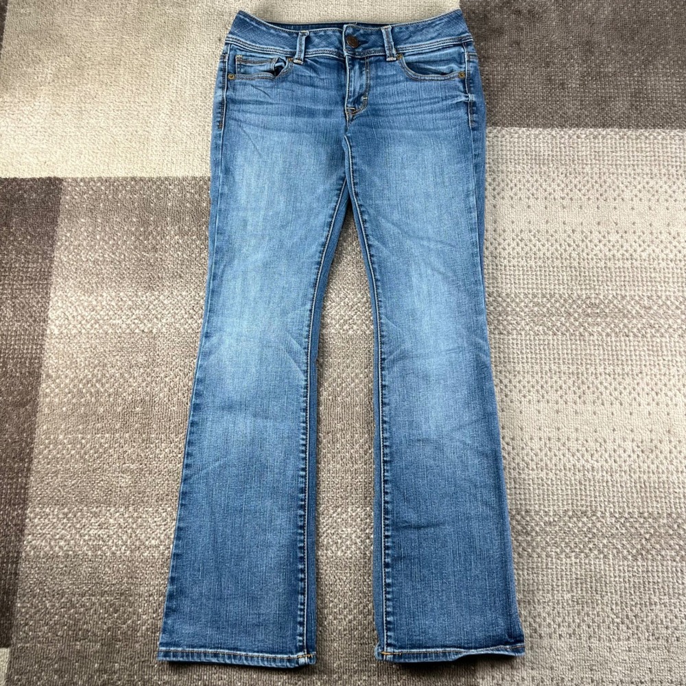American Eagle Kick Boot Super Stretch Jeans Blue Size 2 Short Low Rise